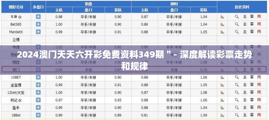2024澳门天天六开彩免费资料349期＂- 深度解读彩票走势和规律