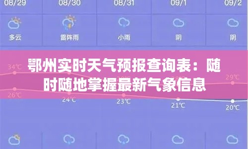 鄂州实时天气预报查询表：随时随地掌握最新气象信息